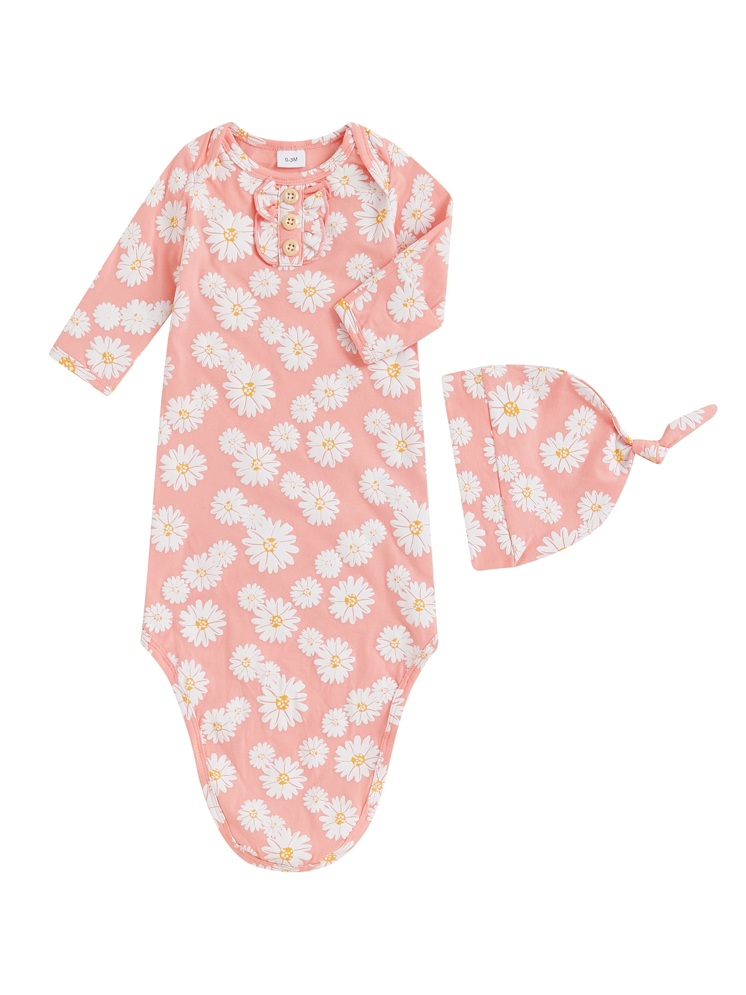 DcoolMoogl Newborn Girl Sleeping Sack Hat Set Daisy Long Sleeve