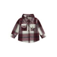 thumbnail image 1 of DcoolMoogl Toddler Baby Boys Girl Long Sleeve Plaid Button Down Shirt Jacket Little Kids Flannel Lapel Shacket Coats Fall Clothes, 1 of 7