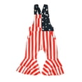 thumbnail image 1 of DcoolMoogl Toddler Baby Girl 4th of July Outfit Stars Stripes Bell Bottoms Pants Overalls Independence Day Suspender Clothes Striped Pants 12-18 Months, 1 of 7