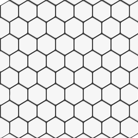 Dcor WOW 41009  Peel & Stick Backsplash, (8) 12x12-inch Sheet Covers 8 Sq Ft, White Hex Back Splash Tile Grey Grout
