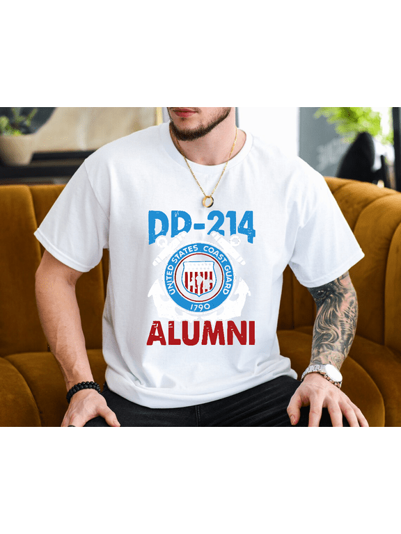 Dd 214 Alumni US Coast Guard Veteran Honor Military Unisex T-Shirt, up to size 3XL.