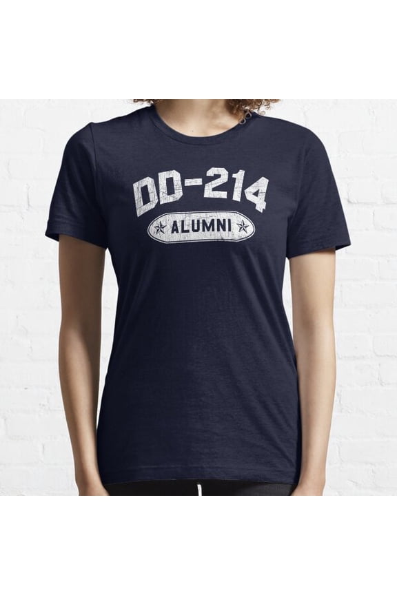 Dd214 Alumni In White Us Military Distressed Shirt Gear Essential T-shirt