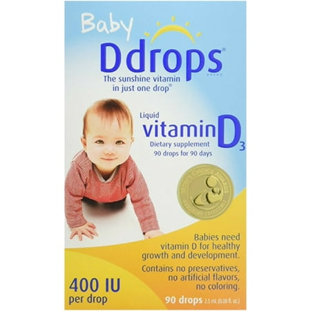 Ddrops Baby Liquid Vitamin D3 400 IU 2.50 mL (90 drops) (Pack of 2)