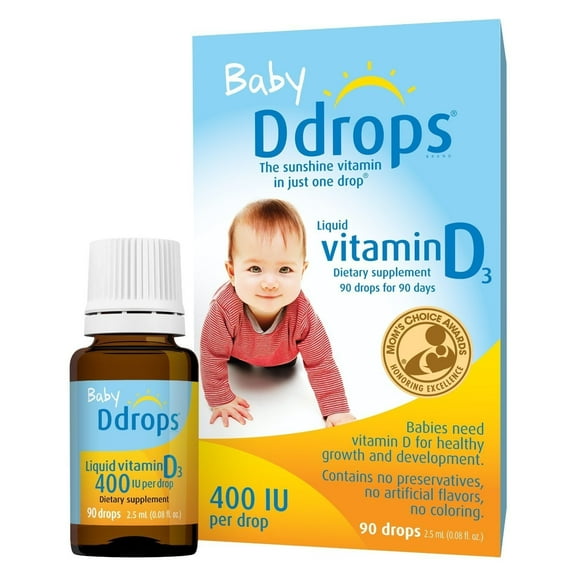 Ddrops Baby Liquid Vitamin D3 400 IU 2.50 mL (90 drops) (Pack of 3)