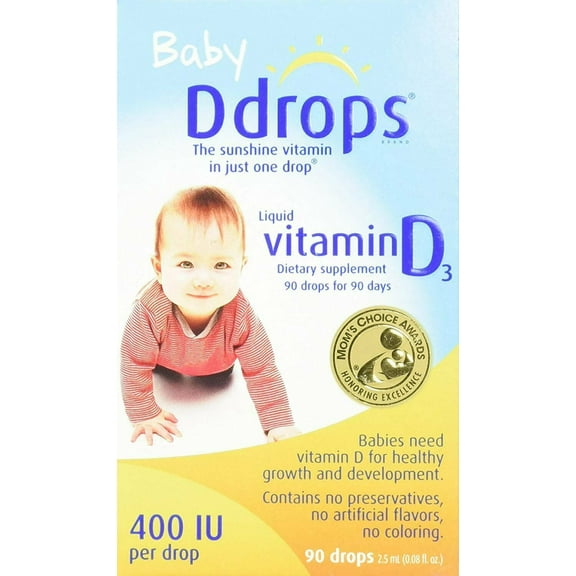 Ddrops Baby Liquid Vitamin D3 400 IU 2.50 mL (90 drops) (Pack of 4)
