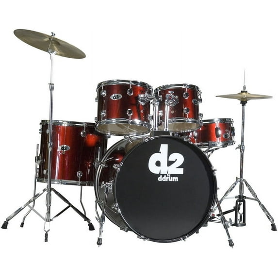 Ddrum D2 BR Complete Beginner 5 Piece Drum Set W/ Throne Blood Red Finish New