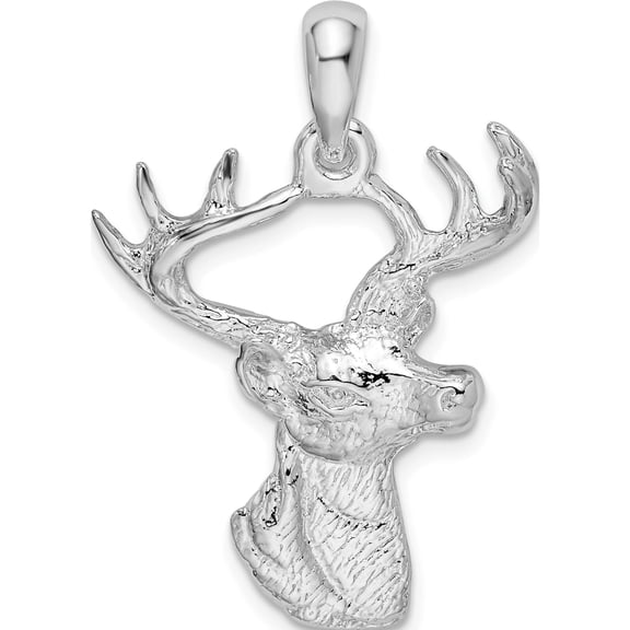 De-Ani Sterling Silver Rhodium-Plated 6-point Buck Deer Head Profile Pendant Material Primary Purity Radiant Modern Captivating Perfect for adding elegance to any outfit
