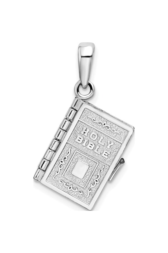 De-Ani Sterling Silver Rhodium-Plated Moveable 3D Lords Prayer Bible Pendant Material Primary Purity Lustrous Modern Exquisite An unforgettable keepsake to treasure forever