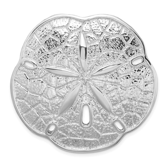 Finest Gold De-Ani Sterling Silver Rhodium-Plated Polished Sand Dollar with Scalloped Edge Slide