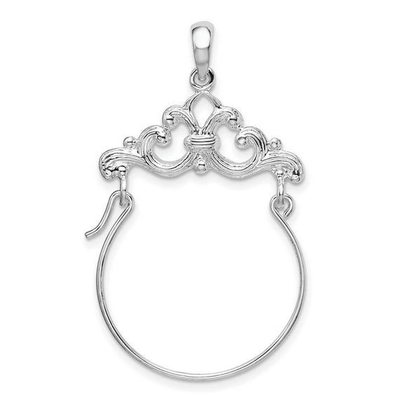Finest Gold De-Ani Sterling Silver Rhodium-Plated Polished Scroll Design Charm Holder