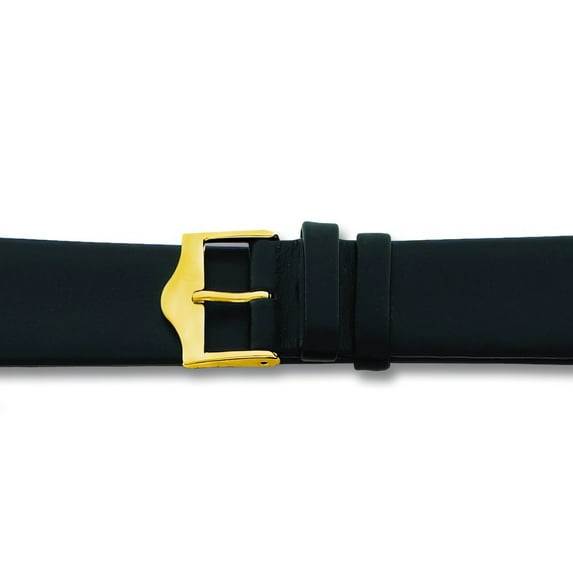 De Beer Black Leather Watch Band 19Mm Gold Color