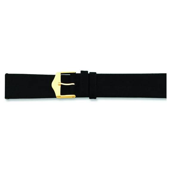 De Beer Black Suede Leather Watch Band 12Mm Gold Color