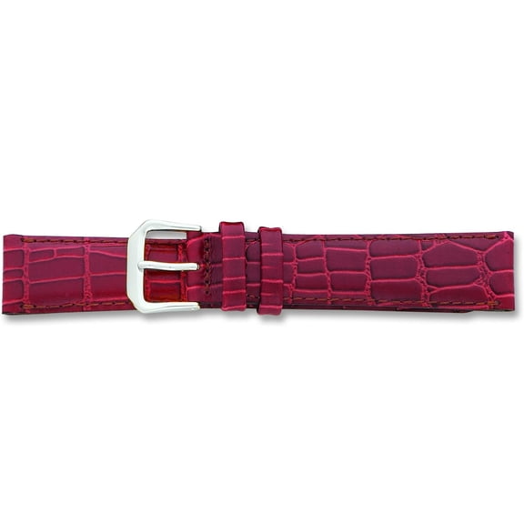 De Beer Brown Alligator Grain Leather Watch Band 12Mm Silver Color