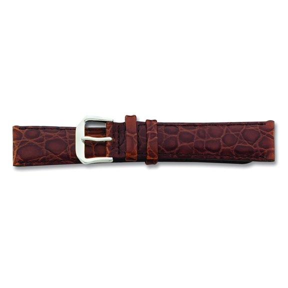 De Beer Brown Alligator Grain Leather Watch Band 16Mm Long Gold Color