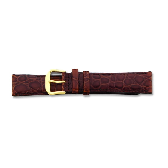 De Beer Brown Alligator Grain Leather Watch Band 6Mm Gold Color