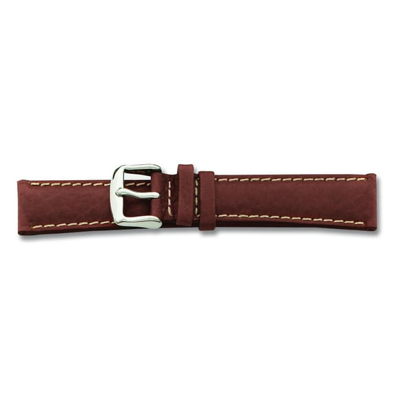 De Beer Brown Sport Leather Watch Band 16Mm Long Silver Color