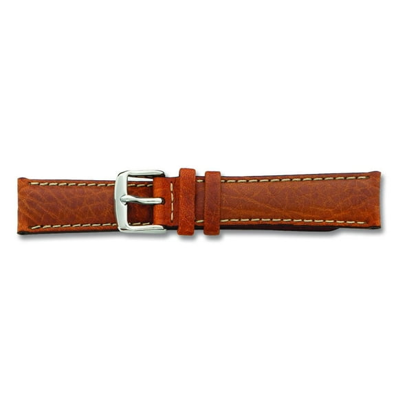 De Beer Brown Sport Leather Watch Band 18Mm Silver Color