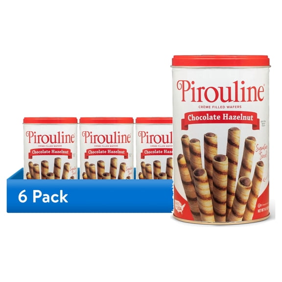 (6 pack) Pirouline Chocolate Hazelnut Creme Filled Rolled Wafers - 14.1oz Tin, 32 Cookies