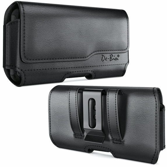 De-Bin Belt Case for iPhone 13 Pro Max, 12 Pro Max, 11 Pro Max, Xs Max Belt Holster Case with Belt Clip and Loops Belt Holder Pouch Case Magnetic Closure Fits Apple iPhone with Case on-Black