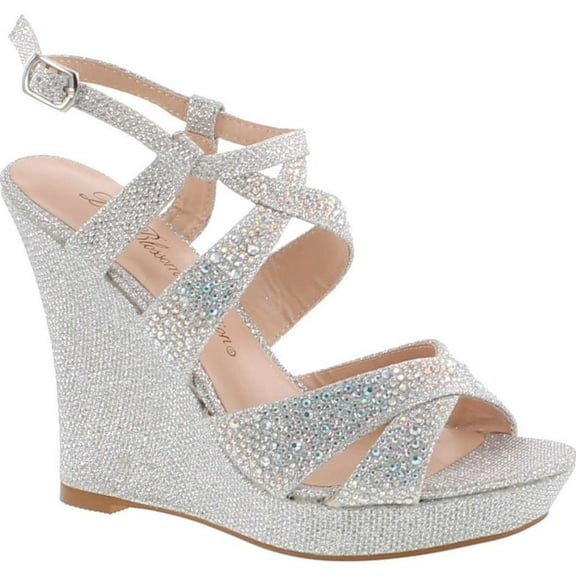 De Blossom ALLE-8 High Heel Wedge Sandal with Crystal Embellishment Style BALLE8