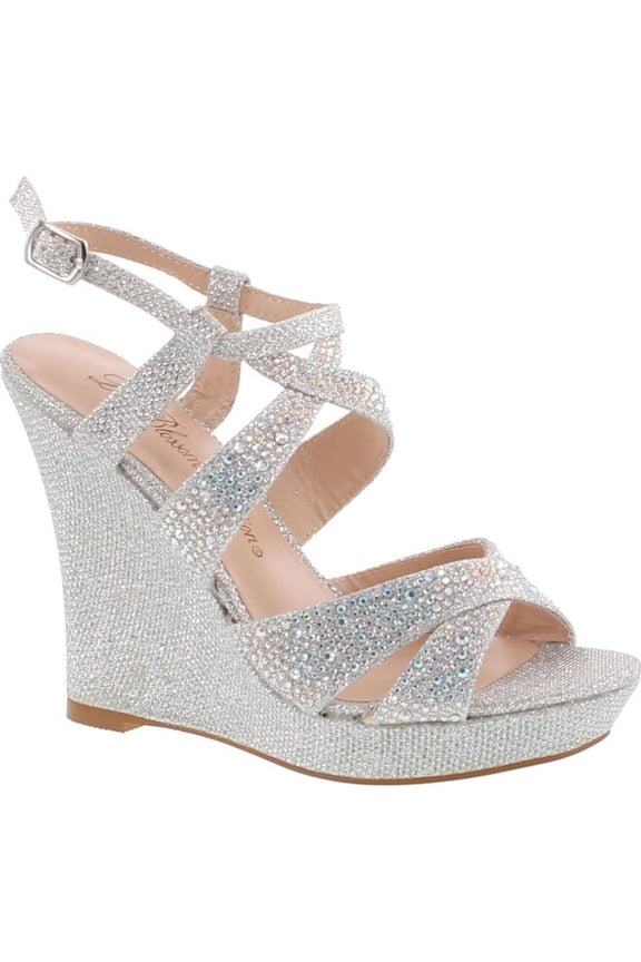 De Blossom ALLE-8 High Heel Wedge Sandal with Crystal Embellishment Style BALLE8