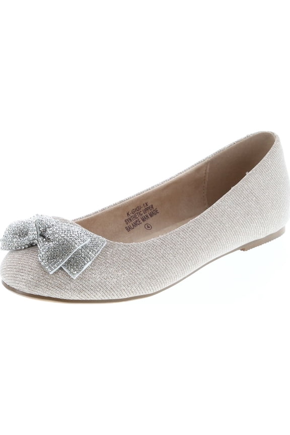 Girl GIGI-1X Shimmer Bow Casual Slip On Prom Party Dress Ballet Flat Shoes