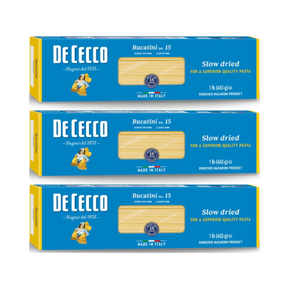 De Cecco Bucatini No.15 Pasta, 16 oz (Pack of 3)