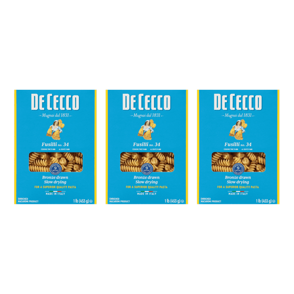 De Cecco Fusilli No.34 Pasta, 16 oz (Pack of 3)