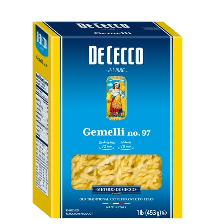De Cecco Gemelli No.97 Pasta, 16 oz – Contains Wheat – No Egg, Milk, or Soy – Kosher Certified
