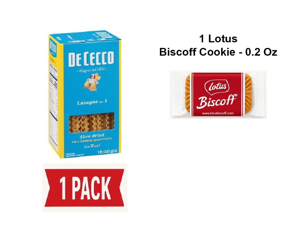 De Cecco Lasagne Pasta, 16 Oz - Pack Of 1 & Lotus Biscoff Cookie - 0.2 Oz - 1 ct