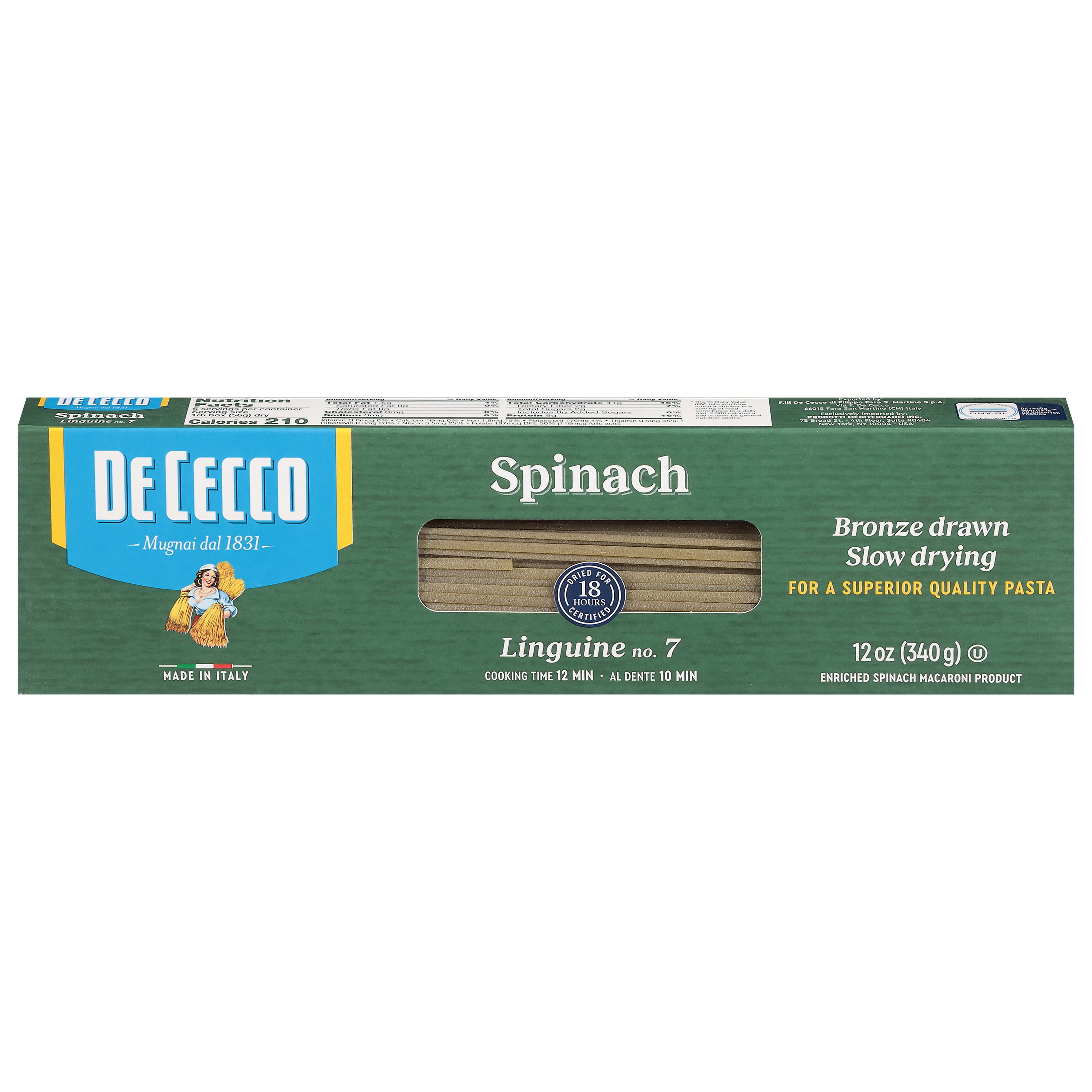De Cecco Non-Dry Enriched Linguine No.7 Pasta with Spinach