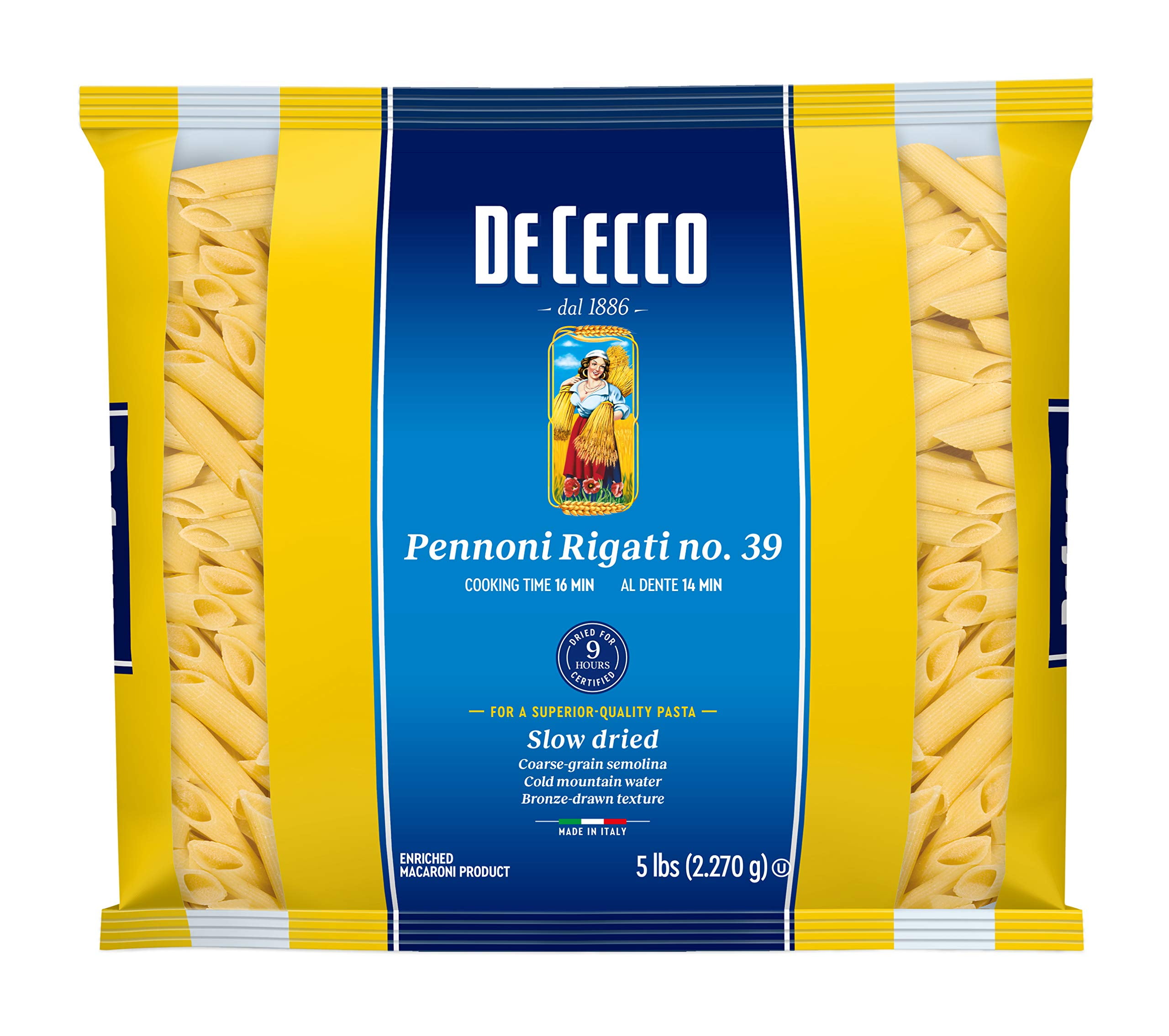 De Cecco Pasta, Pennoni No.38, 5 Pounds (Pack Of 4) Made In Italy