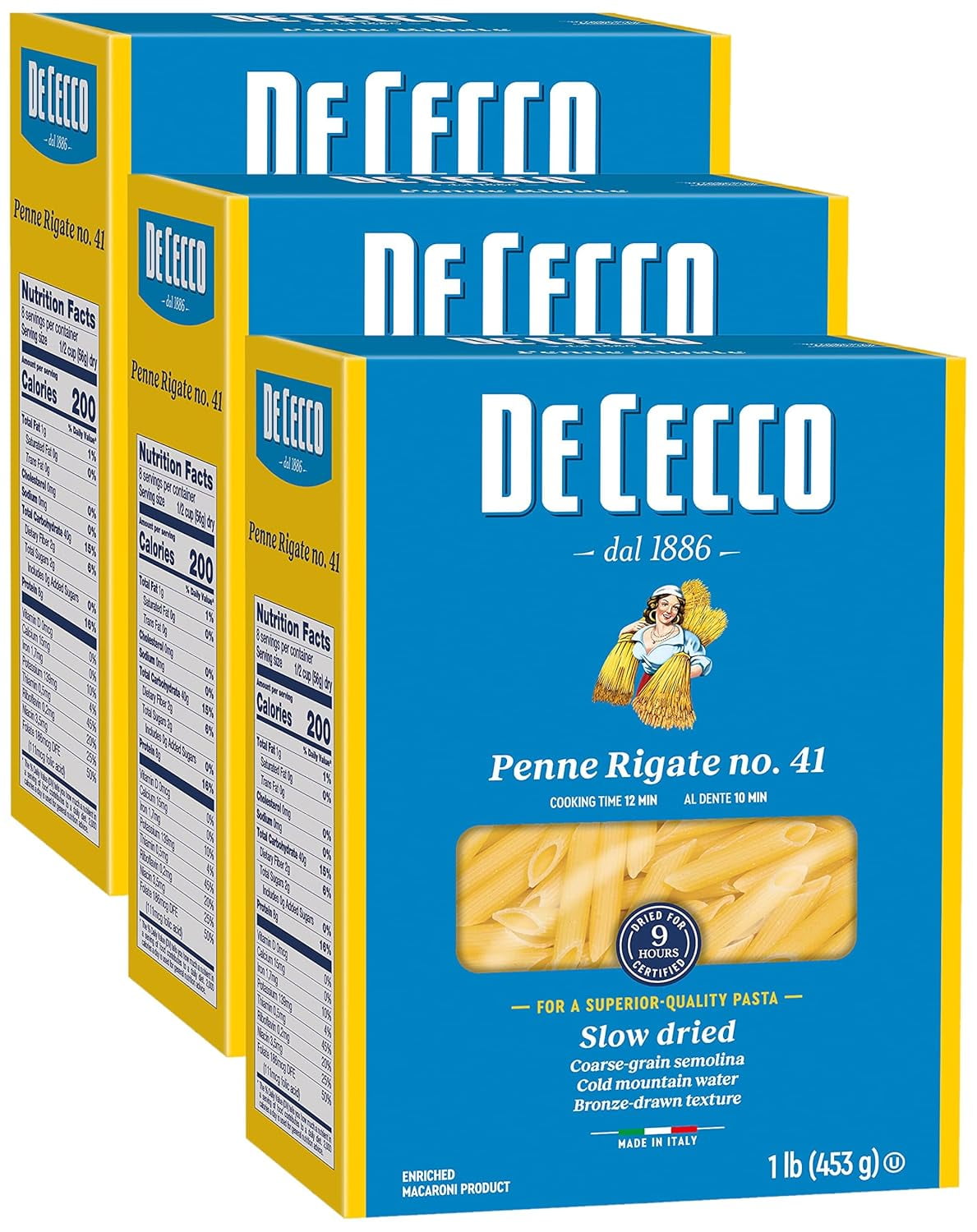 De Cecco Penne Rigate No.41 Pasta, 16 oz (Pack of 3)