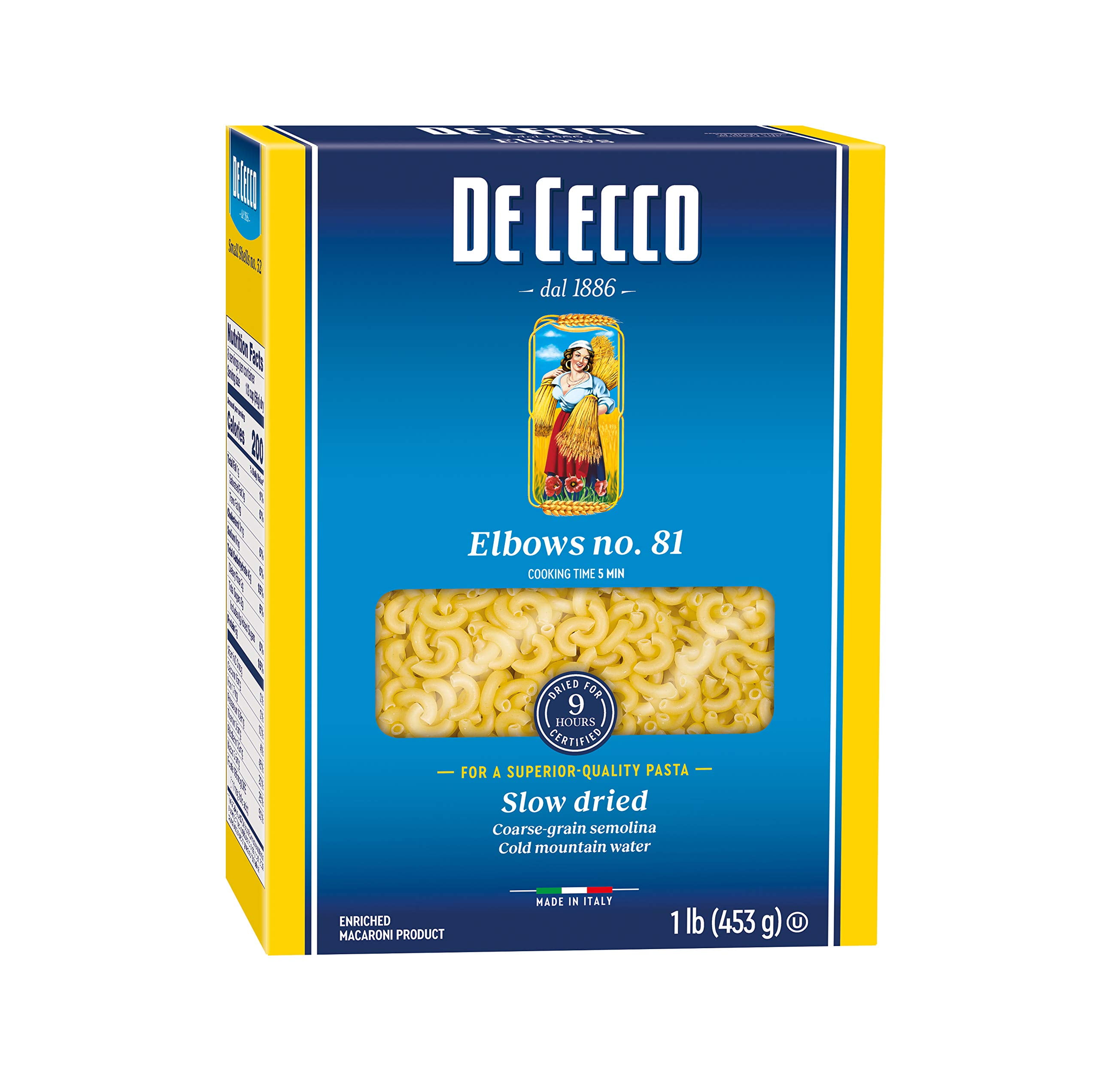 De Cecco Semolina Pasta, Elbows No.81, 1 Pound