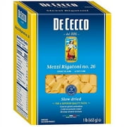 De Cecco Semonlina Pasta, Mezzi Rigatoni No.26, 1 Pound (Pack of 5)