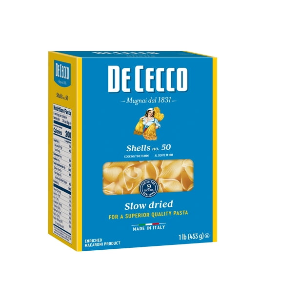 De Cecco Shells No.50 Dry Pasta, 1 lb – Contains Wheat – No Egg, Milk, or Soy – Kosher Certified