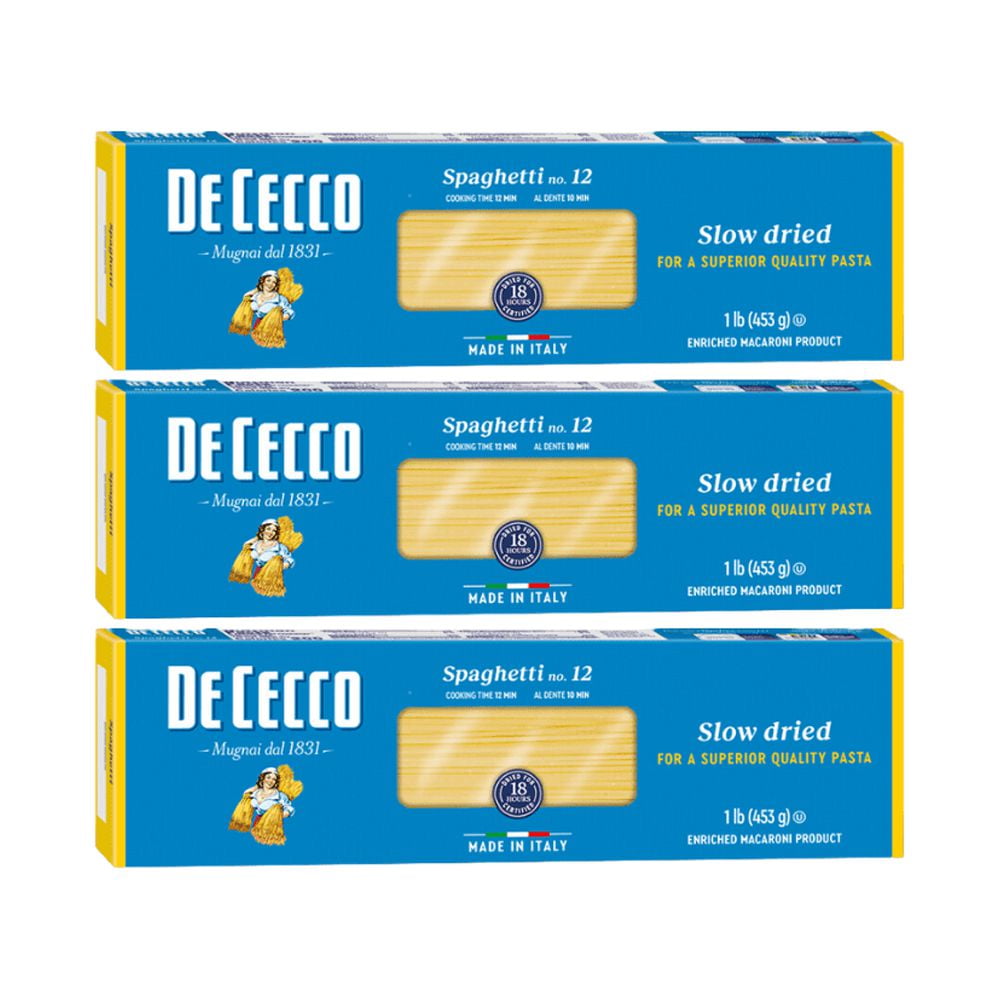 Natural De Cecco Spaghetti no.12 Pasta, 16 oz, Pack of 3