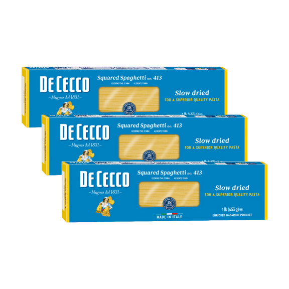De Cecco Squared Spaghetti no.413 Pasta, 16 oz (Pack of 3)