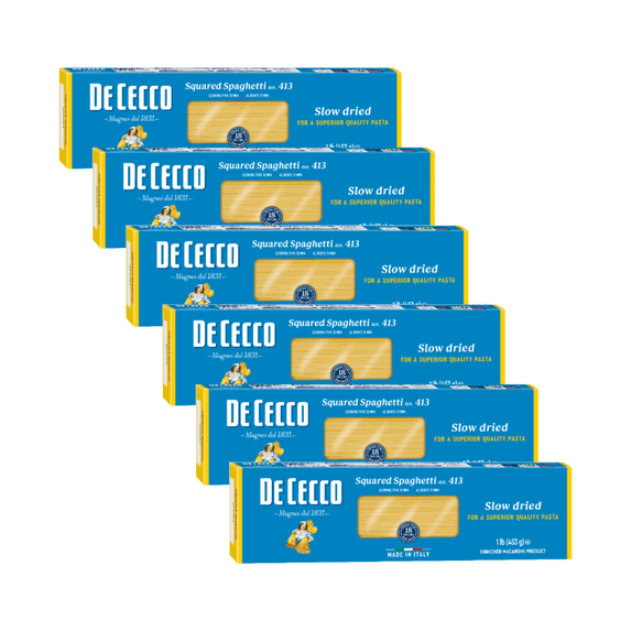 De Cecco Squared Spaghetti no.413 Pasta, 16 oz (Pack of 6)
