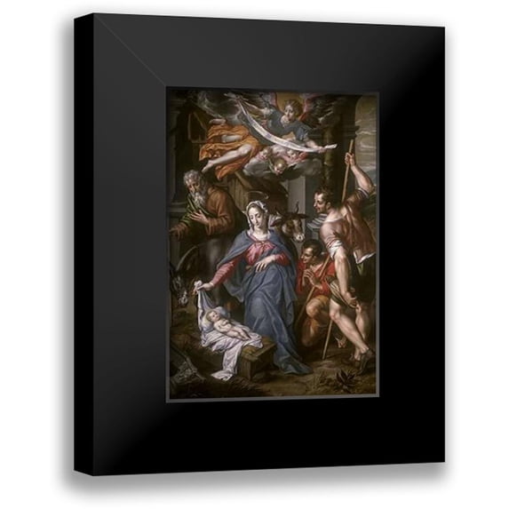 De Clerck, Hendrik 14x18 Black Modern Framed Museum Art Print Titled - The Adoration of the Shepherds