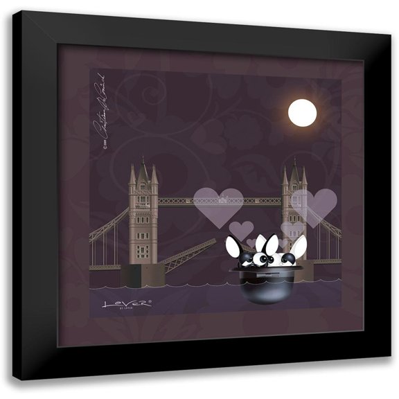 De Coninck, Christiaan 12x12 Black Modern Framed Museum Art Print Titled - Lover by Lover - London-With Love