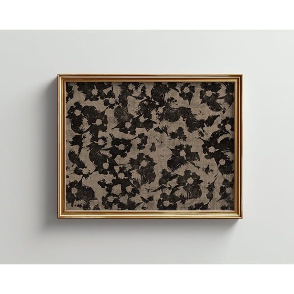 De Er Neutral Abstract Floral Pattern Print, Botanical Japanese Wall Art, Botanical Patterned Wall Art, Poster Decor, Stretched Canvas Size 16x24 F03.1.14l1128