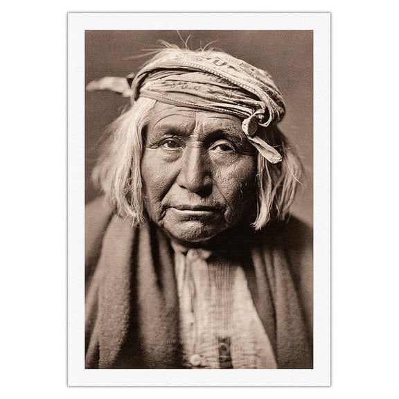 De Gizzeh-Rolling - Apache Native Man - North American Indians - Vintage B&W Historical Photograph by Edward S. Curtis c.1906 - Fine Art Rolled Canvas Print 27in x 40in