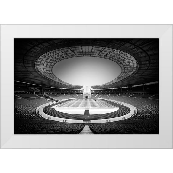 De Groen, Maurits 24x17 White Modern Wood Framed Museum Art Print Titled - Olympiastadion