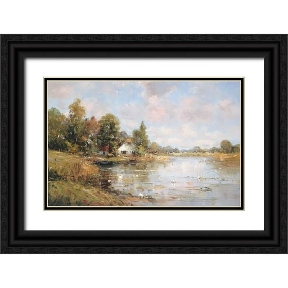 De Haan, Rob 14x10 Black Ornate Wood Framed with Double Matting Museum Art Print Titled - Aan de Waterkant IV