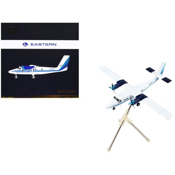 De Havilland DHC-6-200 Commercial Aircraft "Eastern Air Lines - Metro Express" White with Blue Stripes "Gemini 200" Series 1/200 Diecast Model Airplane by GeminiJets