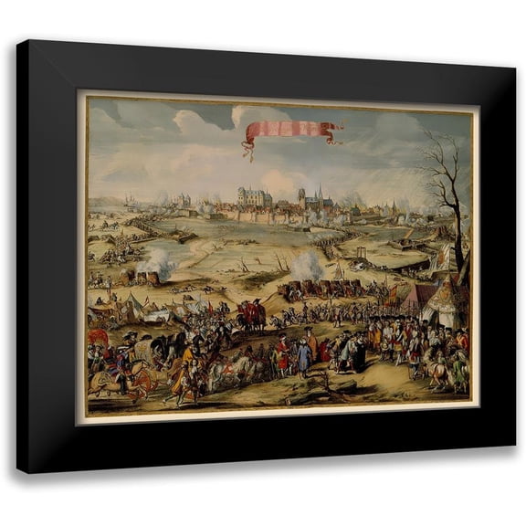 De Hooghe 14x12 Black Modern Framed Museum Art Print Titled - Wismar Siege Mecklenburg Germany - DeHooghe 1675