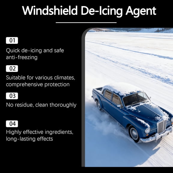 De-Icer Car Snow Removal Spray 12oz Anti-Freeze Windshield Defroster & Ice Melter, Cold Weather Defense for Windshields