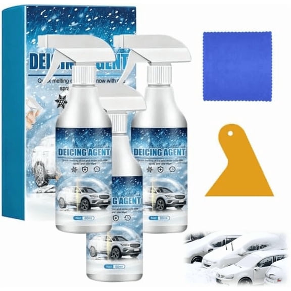 De Icer for Car Windshield, 2025 New Car Windshield Snow Melting Coating Spray, Multifunctional Windshield Defroster for Winter , Snow Repel De - Icer for Car Windshield Defroster(3pcs)