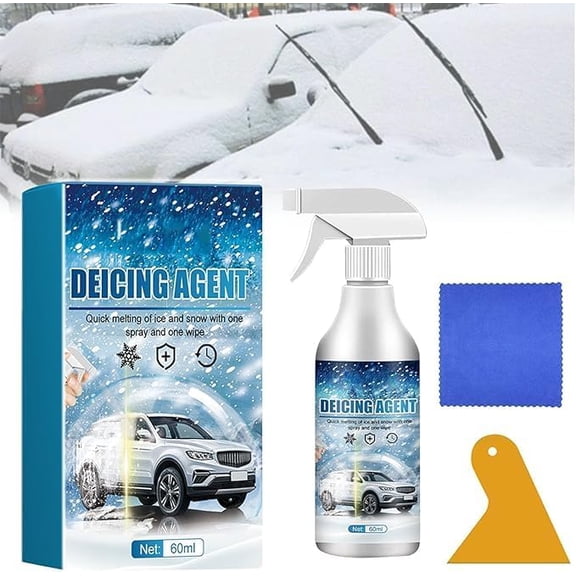 De Icer for Car Windshield 2025 New Formula, 60ml Deicer Spray for Car Windshield, De-Icer Spray for Car Windshield, Auto Windshield Deicing Spray for Fast Removing Snow & Ice
